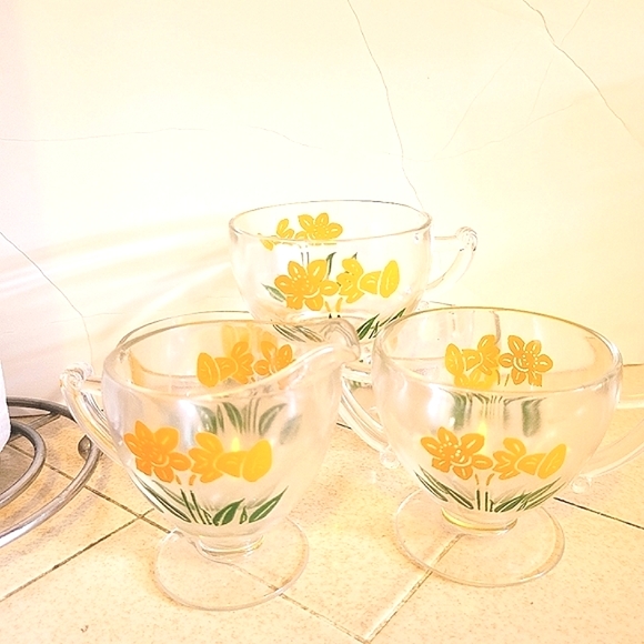Vintage Floral Glass Creamer & Sugar Bartlett Collins Set (5 Pc)- Mid Ce… - Picture 3 of 3